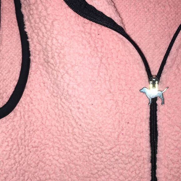 Sexy Love Pink Puppy Dog Mauve Pastel Pink Sherpa Full Zipper Fleece Vest Jacket - Picture 7 of 11